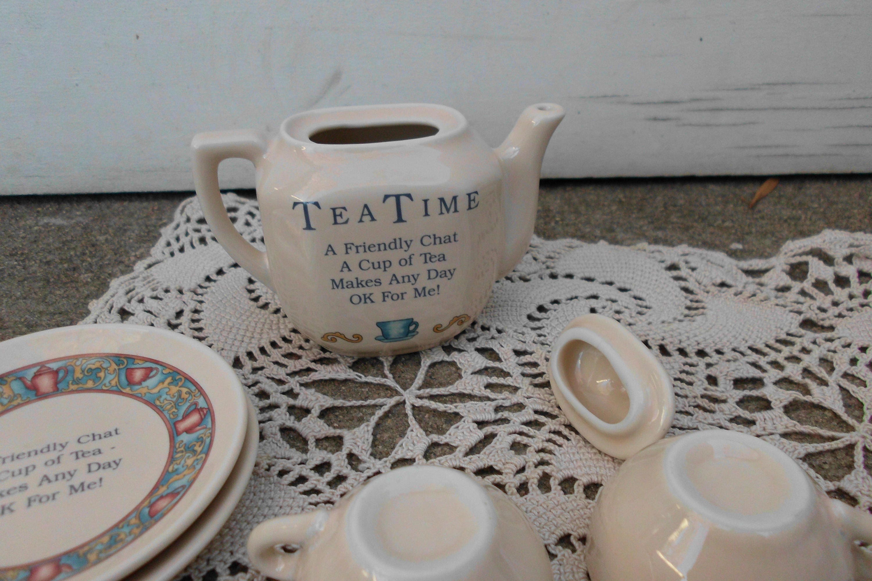 Vintage Child's China Tea Set Lucie Attwell Tea Time Etsy