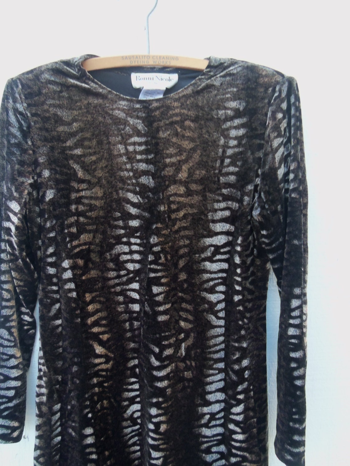 Vintage Brown Black Taupe Knit Animal Print Velour Mini - Etsy