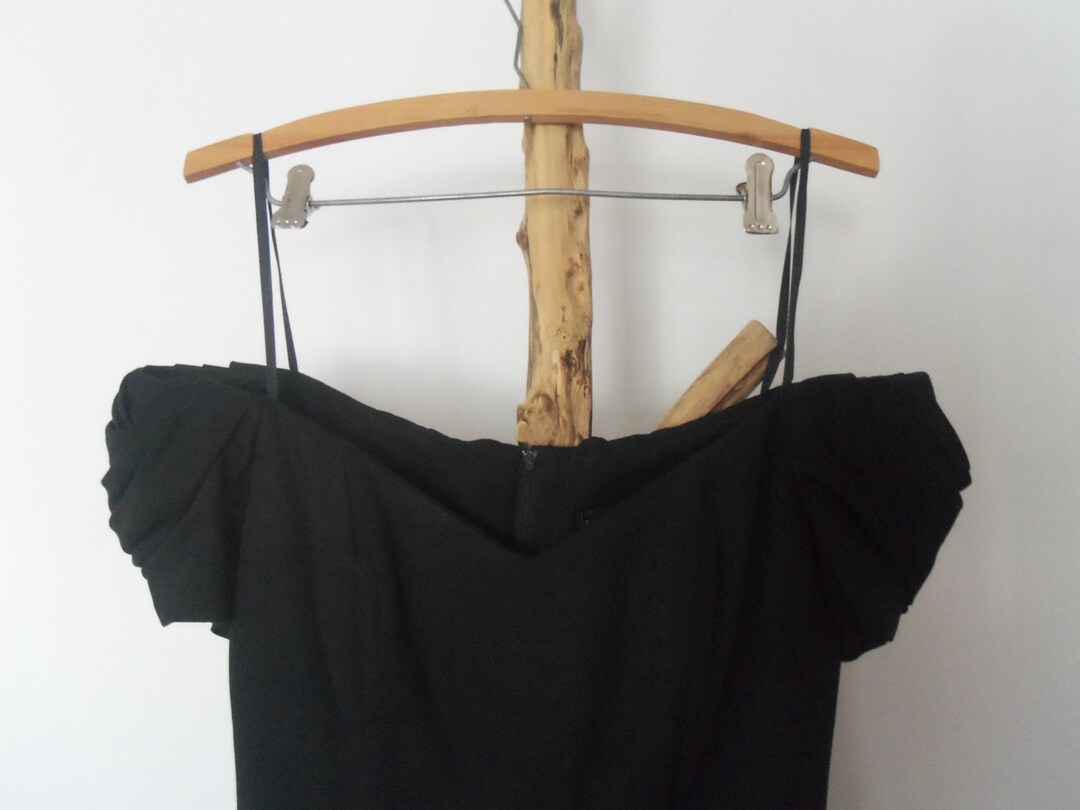 Vintage off the Shoulder Little Black Dress Sz 6 - Etsy