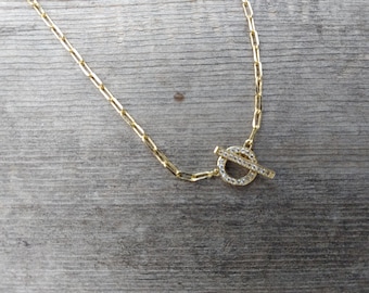 Collar de cristal pavé de plata bañado en oro