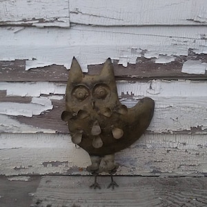 Adorable Metal Owl Wall Decor -  Torch Cut Owl Mid Century Mod