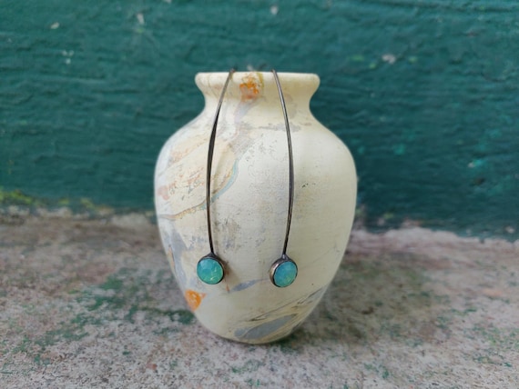 Opalescent Green Stone Drop Earrings