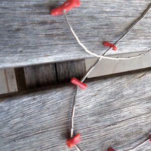 Zilver en natuurlijk koraal ketting en armband set