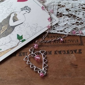 Pink Crystal Heart Necklace
