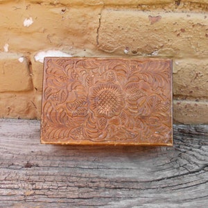 Folkart Carved Wood Box