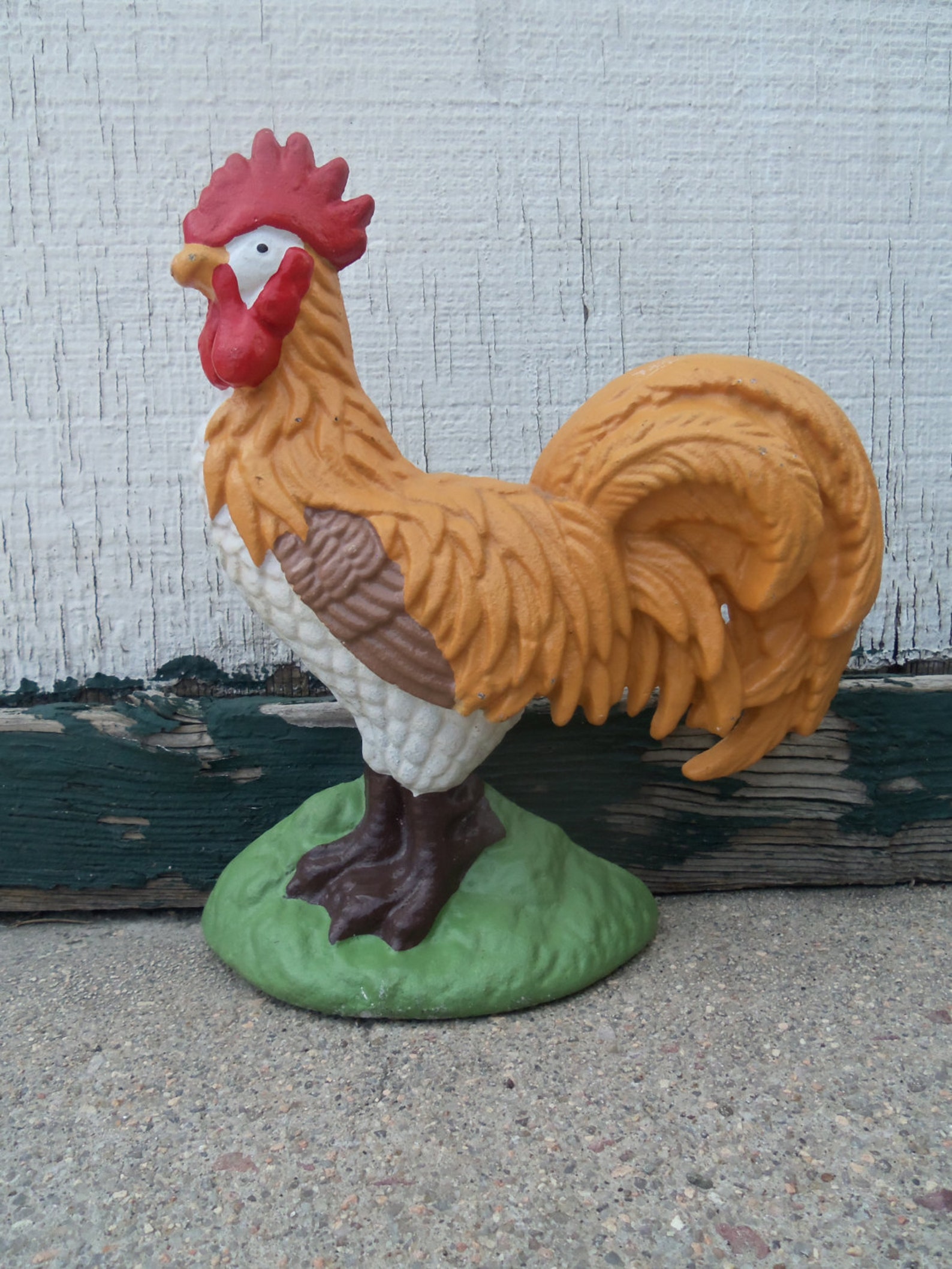 Vintage Cast Iron Rooster Doorstop Etsy