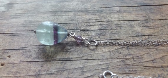 Aqua & Purple Amethyst Drop Necklace - image 5