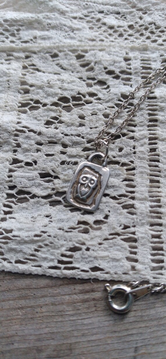 Silver Owl Necklace View 6