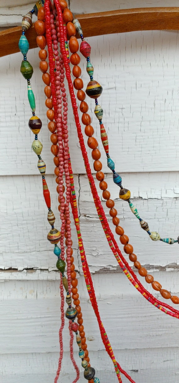 Autumn Mix Vintage African Beaded Necklaces - image 4