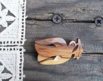 Vintage Carved Dove Brooch