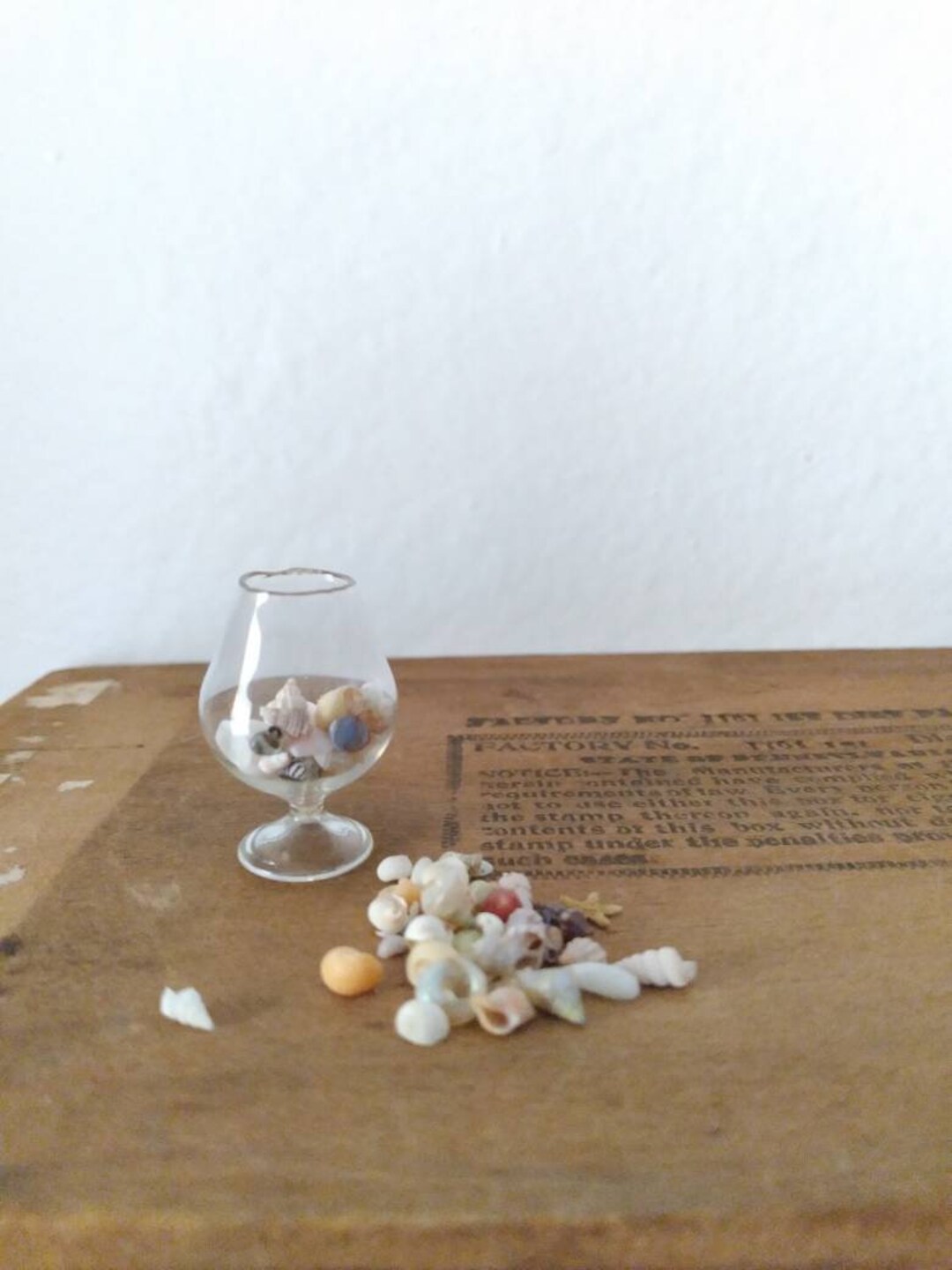 Miniature Blown Glass Snifter Vase With Tiny Shells Etsy