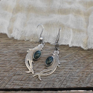 Engraved Sterling Silver & Green Jasper Earrings