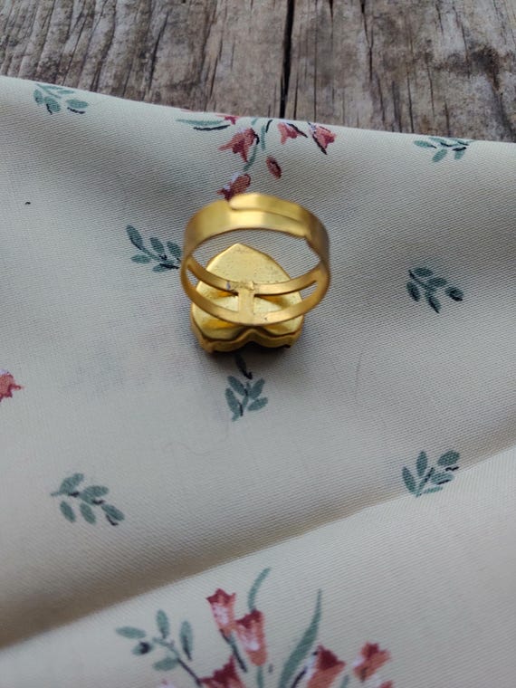 Black Heart Rhinestone Adjustable Ring - image 6