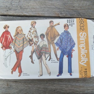 Misses Poncho Mini Skirt & Pants Sewing Pattern - Uncut Cape Mini Skirt Pattern Sz XS