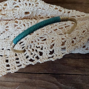 Mexican Silver & Turquoise Cord Cuff Bracelet