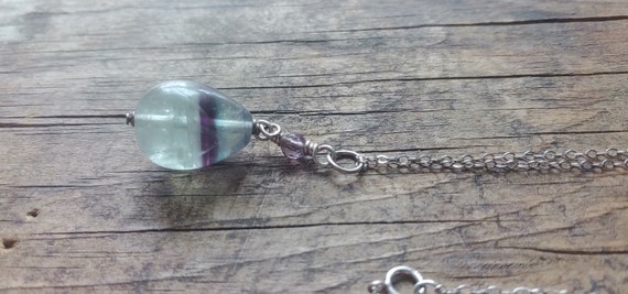 Aqua & Purple Amethyst Drop Necklace - image 3