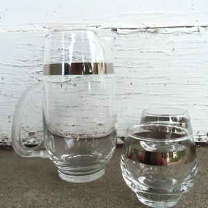 Cocktails for Two -- Mid Century Blown Glass Cocktail Pitcher and Glasses