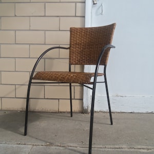 REDUCED Mid Century Mod Wrought Iron & Wicker - Rattan Easy Chair