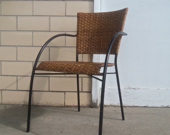 REDUCED Mid Century Mod Wrought Iron & Wicker - Rattan Easy Chair