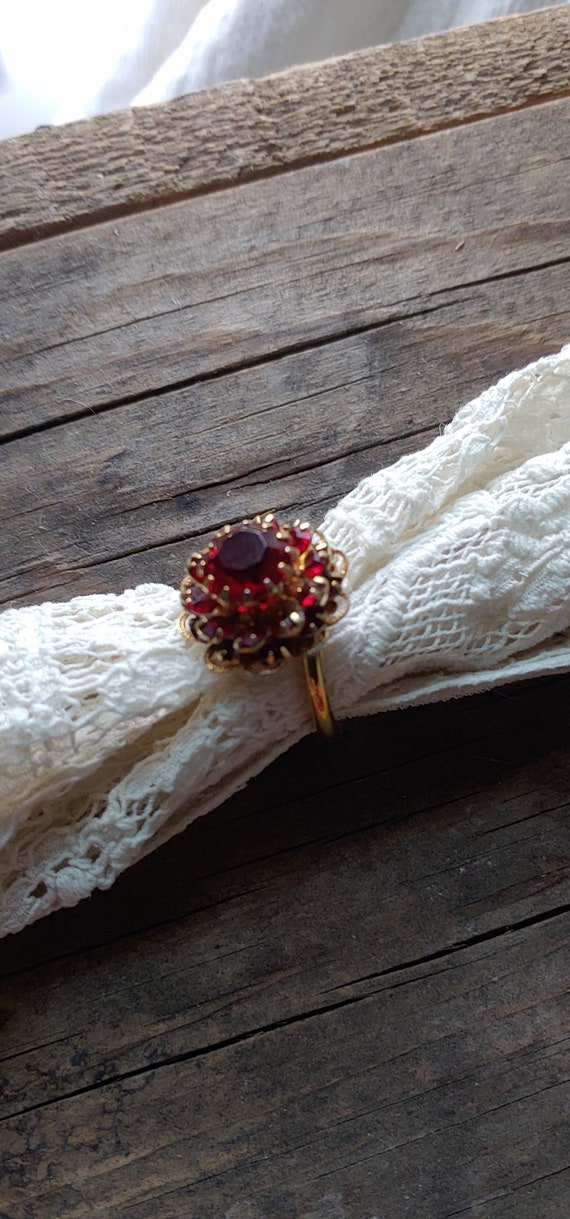 Fancy Adjustable Ruby Cluster Ring