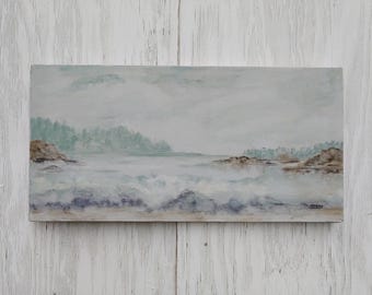 Vintage Acrylic Seascape Painting