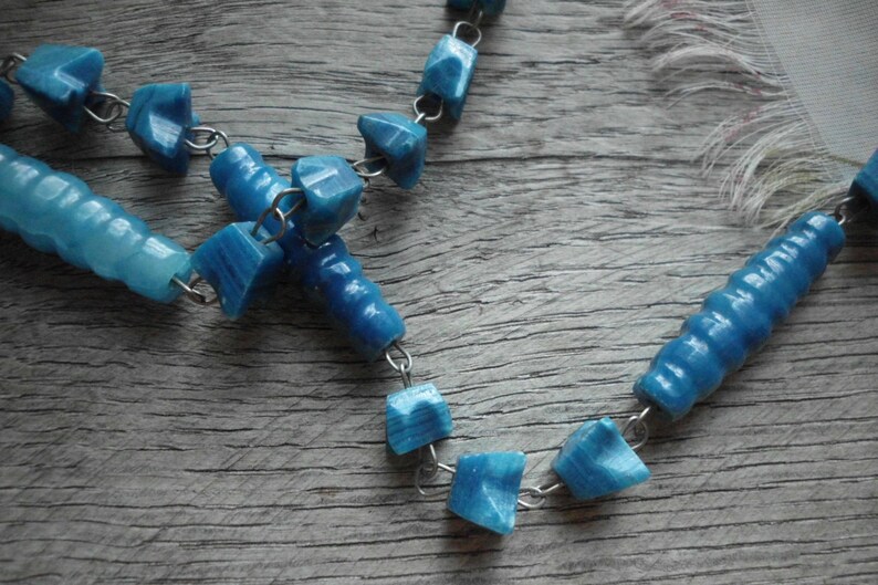 Teal Blue Beaded Stone Necklace