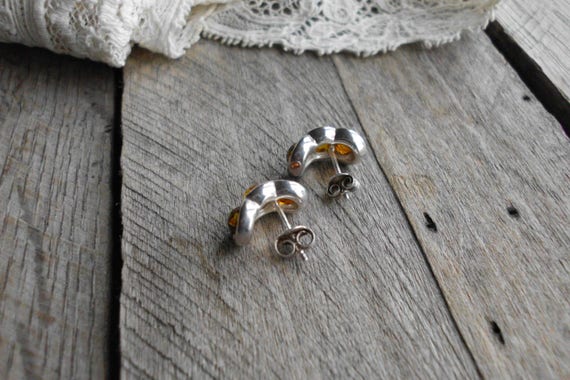 Tri Colored Amber & Sterling Silver Earrings - image 5