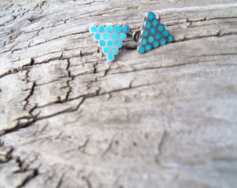 Vintage Modern Sterling Silver and Turquoise Triangle Earrings