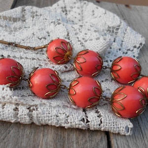 Fab Coral & Brass Bead Necklace
