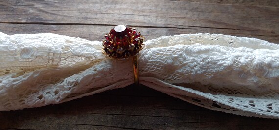 Fancy Adjustable Ruby Cluster Ring - image 2