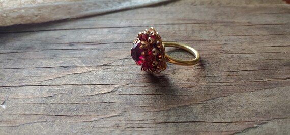 Fancy Adjustable Ruby Cluster Ring - image 5