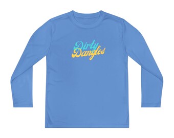 Dirty Dangles Youth Long Sleeve Tee | Retro Script, Surf Colors