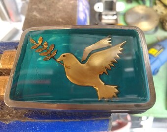 Dove and olive branch belt buckle
