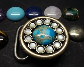 Royal Pearls belt buckle -Genuine Pearl and semi-precious stones!