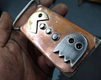 Vintage Gamer Man Pac Belt buckle Gemstone choices available.