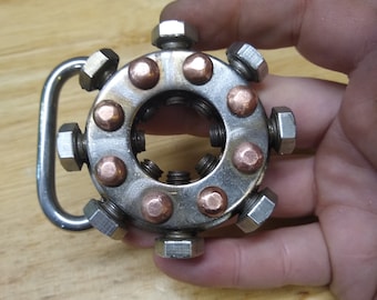 Stainless Bolt belt buckle Industrial Goth
