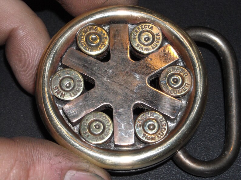 9mm Paramedic Belt buckle unique solid and Stout Polished brass bronze and stainless steel