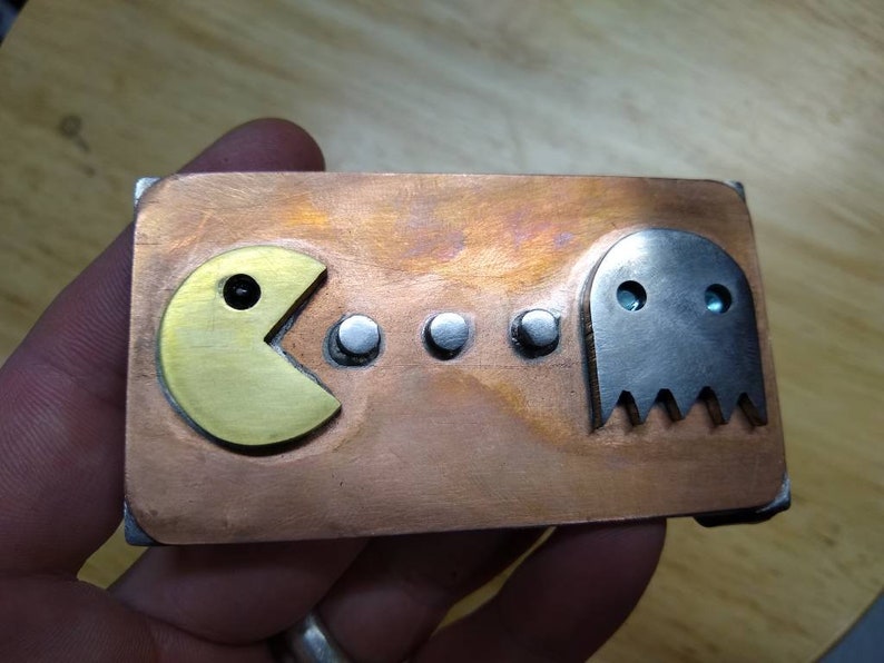 Vintage Gamer Atari Pac Man Belt Buckle Gemstone Choices Etsy
