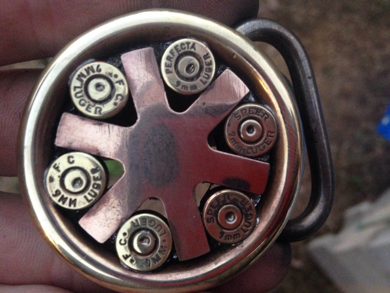 9mm Paramedic Belt buckle unique solid and Stout Polished brass bronze and stainless steel