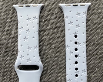 Stars Silicone Watch Band, 38MM 40MM 42MM 44MM Laser Engraved Watch Band