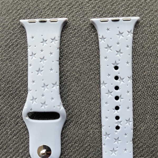 Stars Silicone Watch Band, 38MM 40MM 42MM 44MM Laser Engraved Watch Band