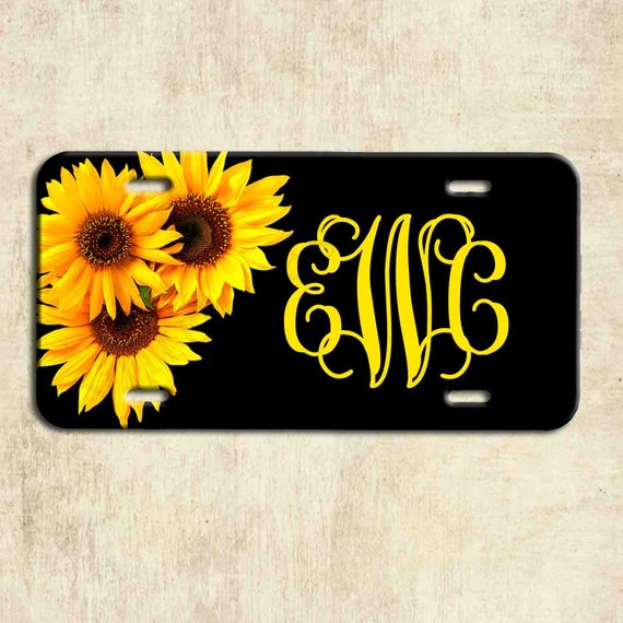 Car Accessories,Sunflower Personalized Plate and Frame,Leopard License Plate Sunflower Leopard License Plate Custom Tag,Coasters Key chain