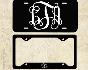 Monogrammed license plate - Black and White License Plate - Personalized License Plate - Car Tag - Front Plate