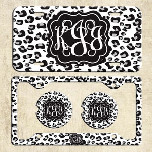 Leopard Personalisiertes Nummernschild Monogramm Autoumbau Tierdruck-Auto-Tag Personalisierte Platte Auto-Untersetzer