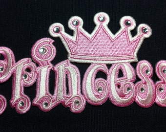 Large Size Cutie Pink Princess (12 x 7cm) Embroidered Iron on Applique Patch (S)