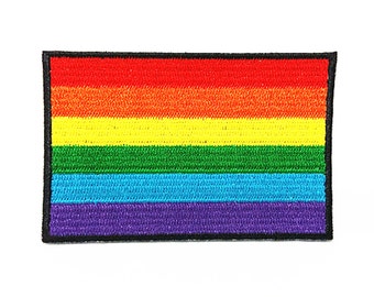 High Quality Colorful Rainbow Flag  ( 5.5 x 8cm) Embroidered Iron on Applique Patch (TN)