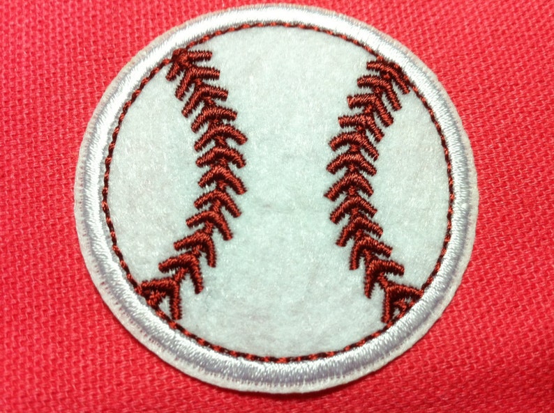 Lot Of 2 Pieces White Baseball 5.5cm Embroidered Iron on Applique Patch B image 1