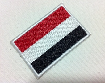 Yemen flag (6cm x 4 cm) Red White Black Embroidered Iron on Applique Patch World Flag (FL)