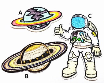 Cartoon Planet Astronaut Embroidered Applique Kids Patch Iron on Patch (TBT)