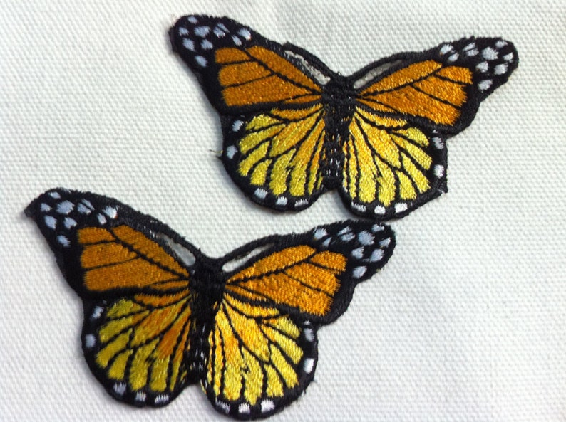 Lot of 2 pieces orange butterfly 75 x 45 cm embroidered  etsy